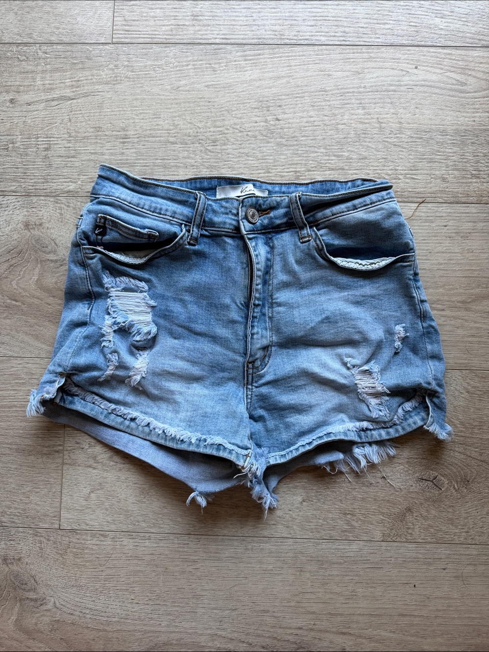 KanCan Light Blue Distressed Denim Shorts